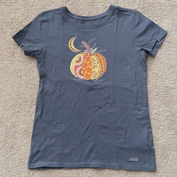 Life Is Good Women’s Doodle Crusher Pumpkin Tee Shirt! - Picture 7 of 7